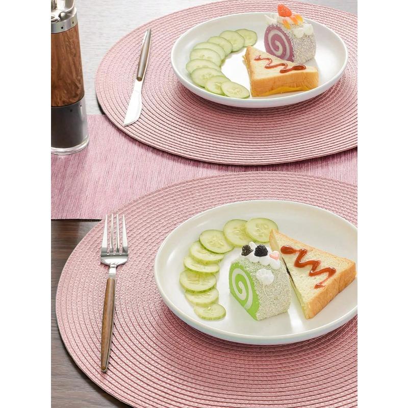 15-Inch Round Woven PP Placemats, Multi-Color Options, Washable Non-Slip Heat-Resistant Table Mats Coasters