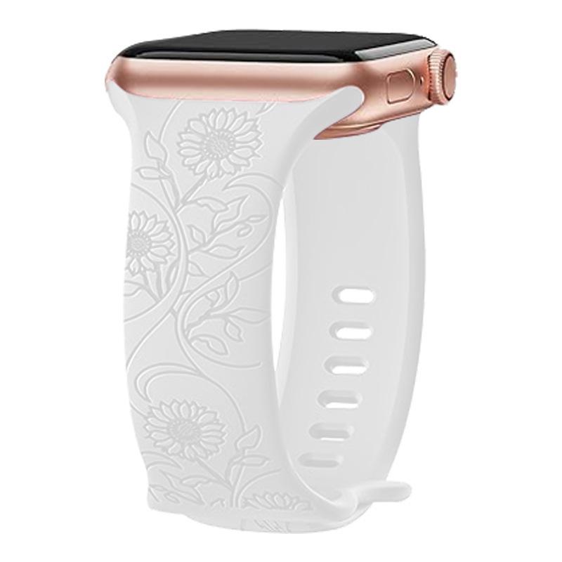 Silikonový řemínek pro Apple Watch - Laserově gravírovaný s motýlem a přezkou ve tvaru osmičky, Kompatibilní s iWatch 11.