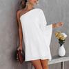 Mini Abito da Donna a Spalla Singola con Maniche Dolman Vestibilità Larga Stampa Floreale Casual Estivo