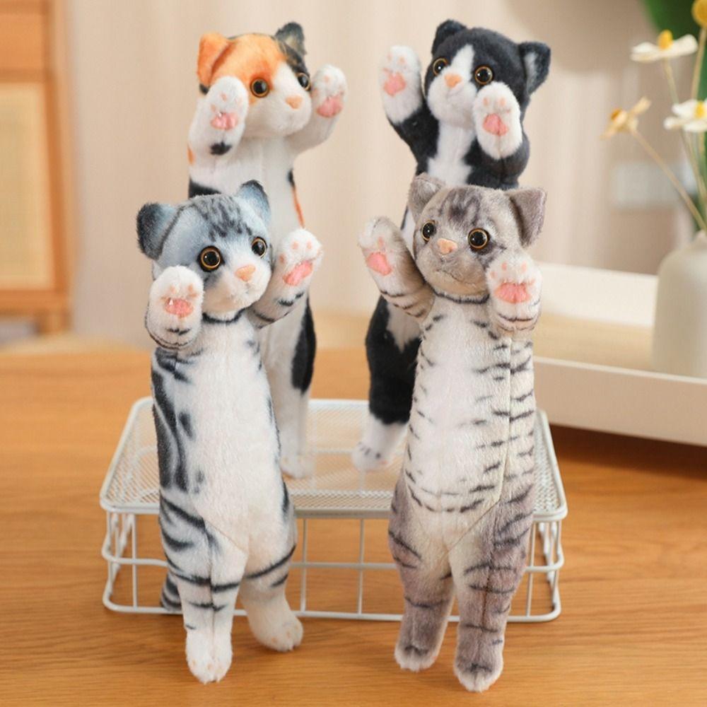 Standing Simulation Cat Plush Toy PP Cotton Jumpping Kitten Plush  Birthday Christmas