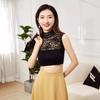 New Lace Fake Collar Base Shirt Temperament Is Versatile, Black and White Pullover Cut-out Lace Top