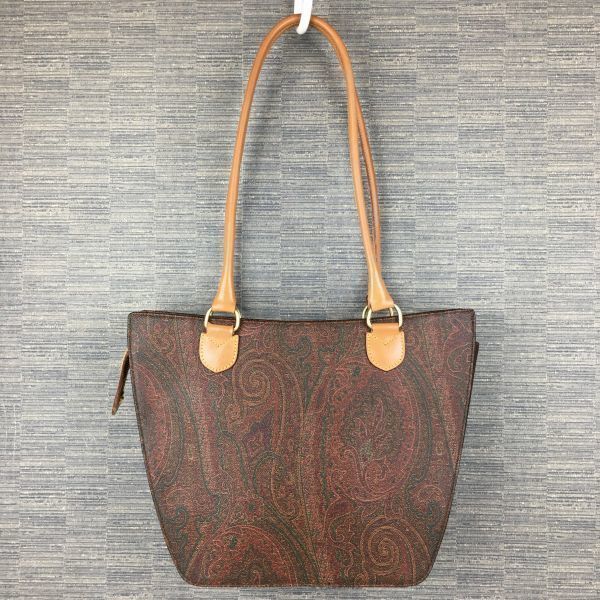 ETRO Made in Italy Shoulder Handbag Brown Allover Pattern with Dust Bag(USED)