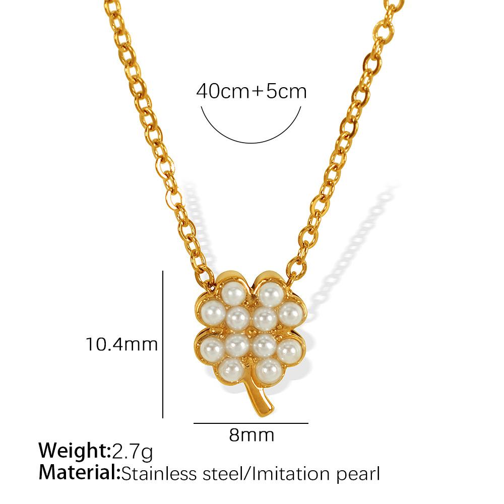 Hot Sale ins Wind Exquisite Clover Necklace Titanium Steel Cross White Bead Clavicle Chain Versatile Jewelry