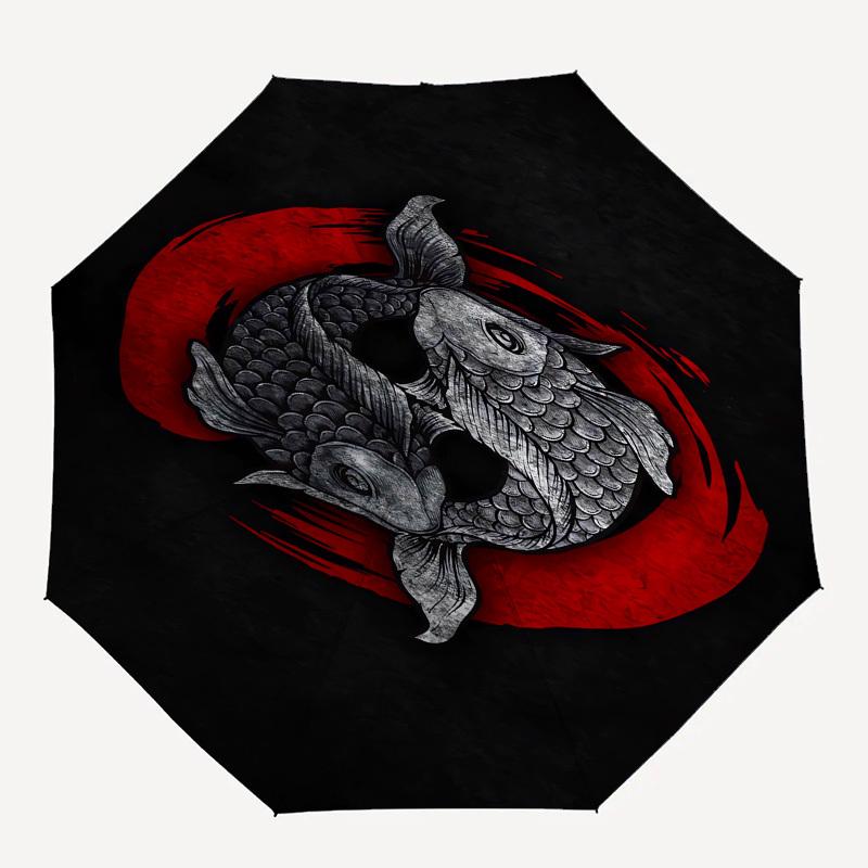 1pc Yin Yang Koi Fish Symbolism Umbrella with Plastic Handle, Suitable for All Seasons Outdoor PT386