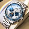 OLEVS Men Automatic Wristwatch Tachymeter Bezel Moon Phase Week Month Date Display Stainless Steel Waterproof Sport Watch