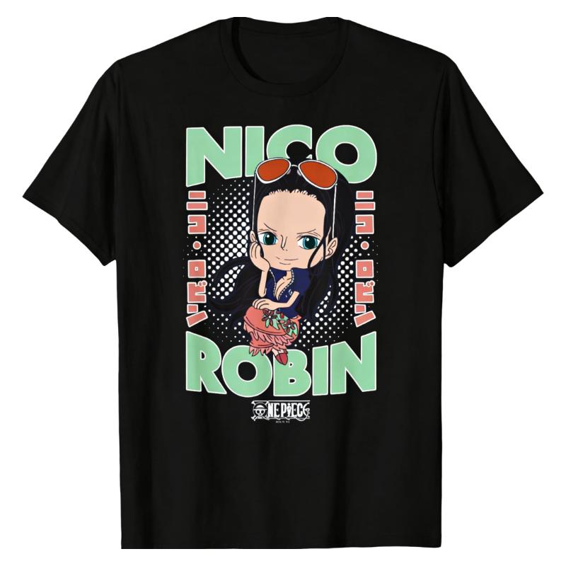 

Nico Robin Chibi One Piece TShirt Cute Anime Character Graphic Print Crew Neck Soft 100 Cotton Stylish Casual Daily Wear Tops... S разноцветный