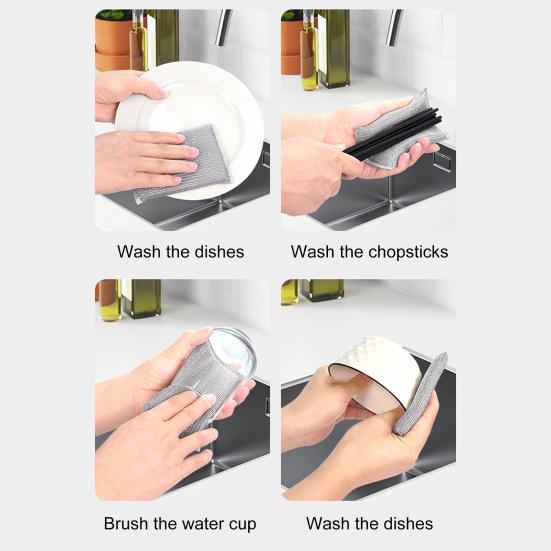 4Pcs Dishwashing Sponge Ergonomic Design Double-Sided Tableware Cleaning Sponge Multi-Functional