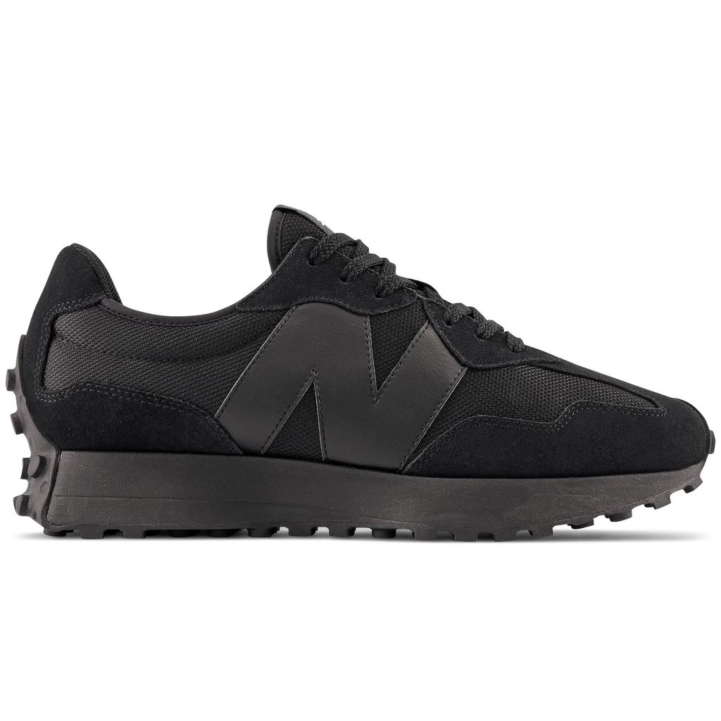 Men's New Balance 327 Sneakers Black Leather Sports Shoes (MS327CTB)
