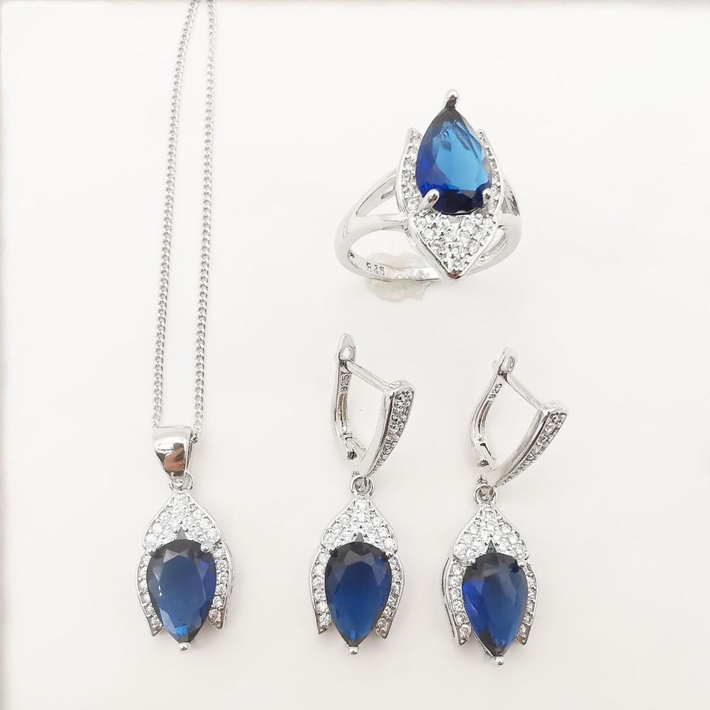 Trendy Women Bridal Jewelry Sets Silver 925 Cubic Zirconia Jewellery Wedding Earrings Rings Bracelets Pendant Necklace