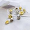 10pcs Small Metal Flower Buttons 10mm/12.5mm Gold Color Rose Shank Buttons Women's Clothing Accessories