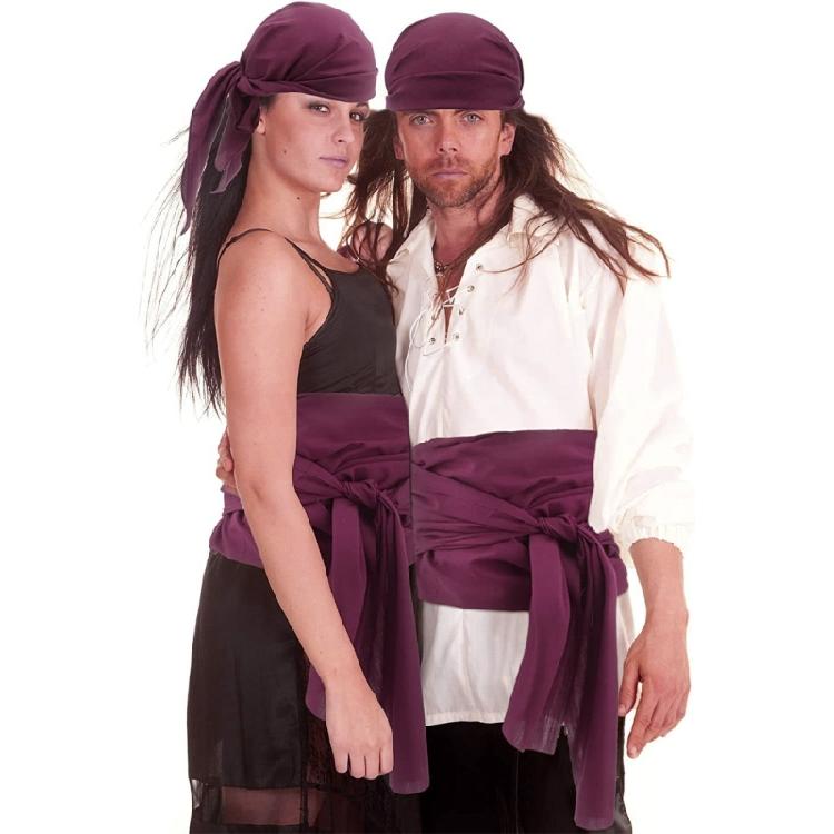 Pirate Hair Scarf and Sash Belt Kerchief Set for Halloween, Ship themed Parties