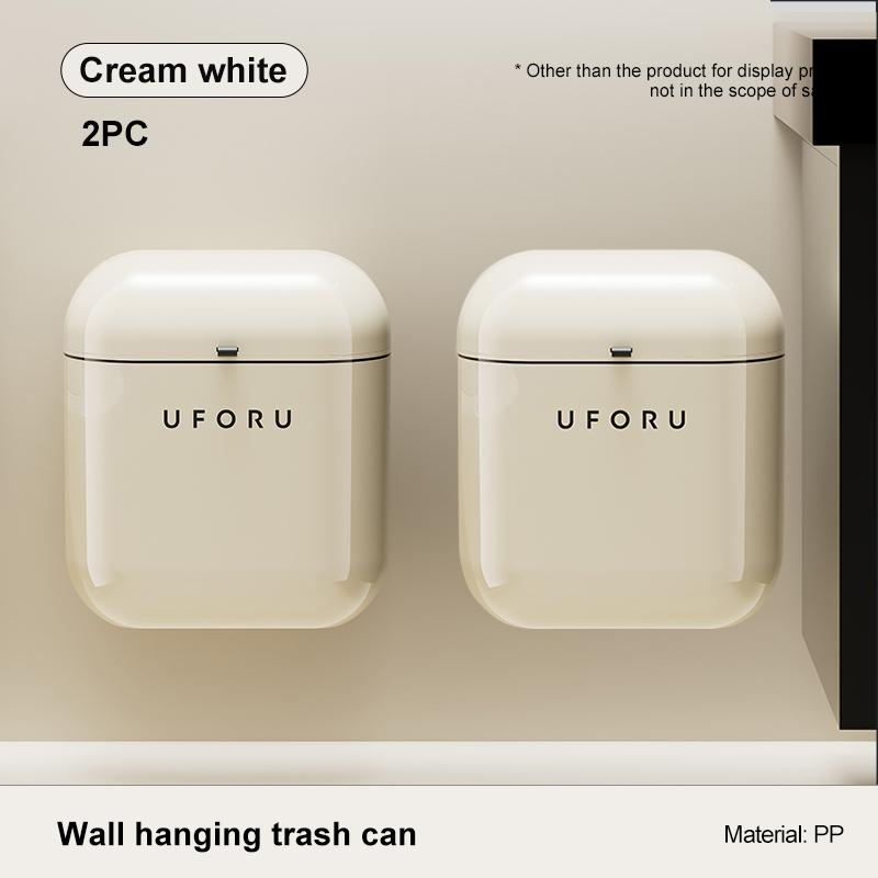 UFORU Household Large Capacity Wall-mounted Trash Can with Lid For Food Waste Bathroom Kitchen Storage Organization 9L/12L