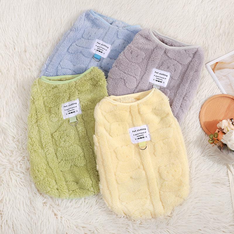 Autumn & Winter Minimalist Pet Sweater: Solid Color Fleece Vest for Dogs & Cats