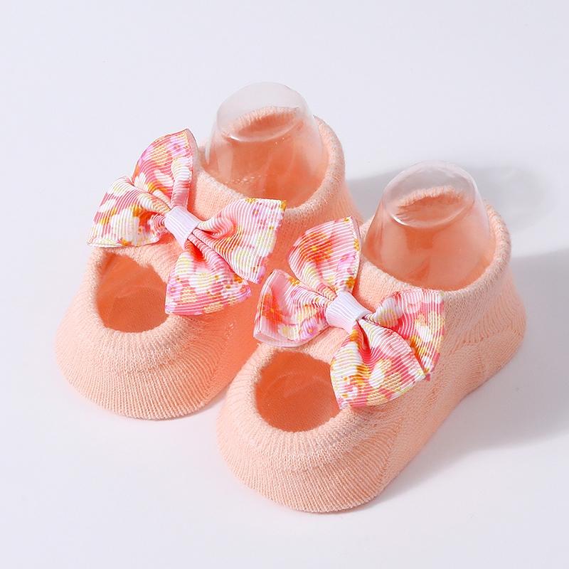 

Младенческие носки для девочек-принцесс с бантом, дышащие носки-лодочки, нескользящие носки