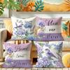 Frühlingsvogel & Hortensie Kissenbezug Mit Kurzem Plüschdruck Für Wohnzimmer Sofa Dekoration Kissenbezüge Kissenbezüge