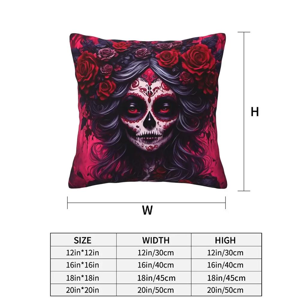 Mexican Catrina Girl Day Of The Dead Sugar Skull 2 Pcs Square Pillowcase Pillow Cover Cushion Comfort Throw Pillow For Home Car
