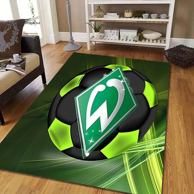 Werder Bremen Flanellmuster Quadratischer Teppich, Läufer, Teppich für Wohnzimmer Schlafzimmer Sofa Spielzimmer Dekor, Rutschfeste Fußmatte