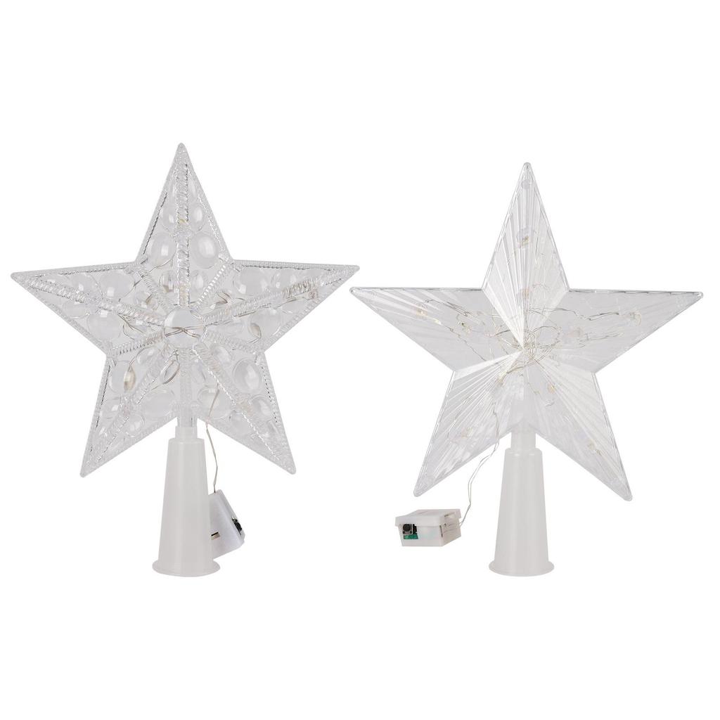 Christmas Transparent Luminous Star Tree Topper - Light-up Five-Pointed Decoration