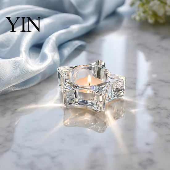 Transparent Glass Tealight Holder Flower Holder, Plum Blossom Candle Bump Resistant for Home Party Decor, Wedding Table Centerpiece Decorative