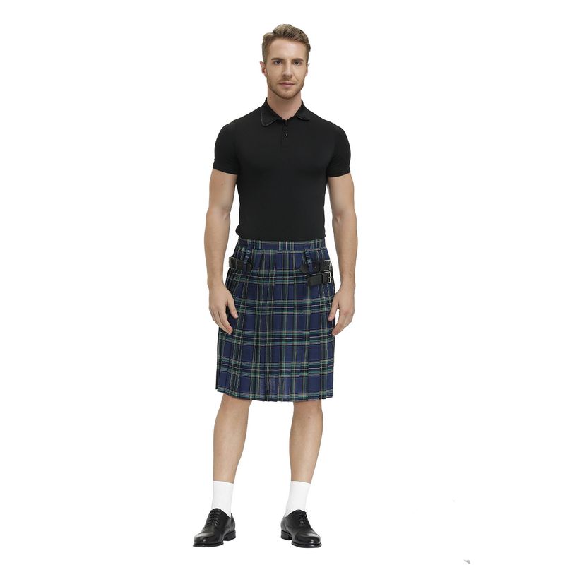 Neues Schottisches Festival-Rock Herren karierter Faltenrock Bierkleidung Außenhandel Unisex High-Waist Elastischer Halbrock für Herren