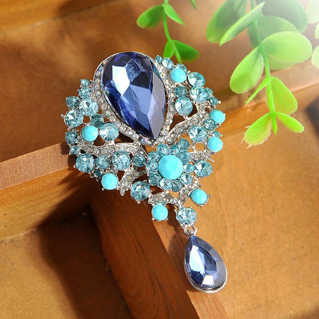 Lady Fashion Rhinestone Drop hängsmycke Brosch Pin Bröllop Smycken presentdekor