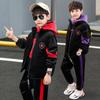 Boys Double-sided Velvet Sets Children Fashion Hooded Suit Kids Autumn Winter Jackets+Pants 3Pcs Outfits Teenager Casual Clothes