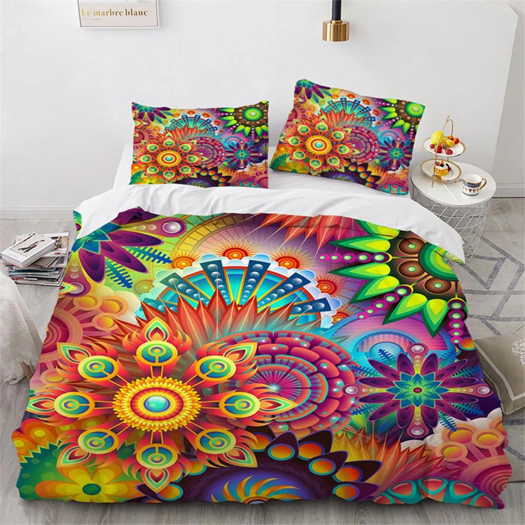 Bohemia Floral Mandala Duvet Cover Microfiber Exotic For Children Girls Women For Bedroom Decoration With Pillowcase Queen King
