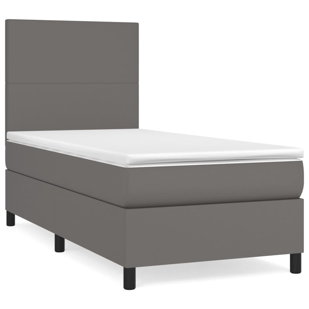 Vidaxl Letto Continentale Con Materasso, Grigio, Ecopelle 90X200 Cm