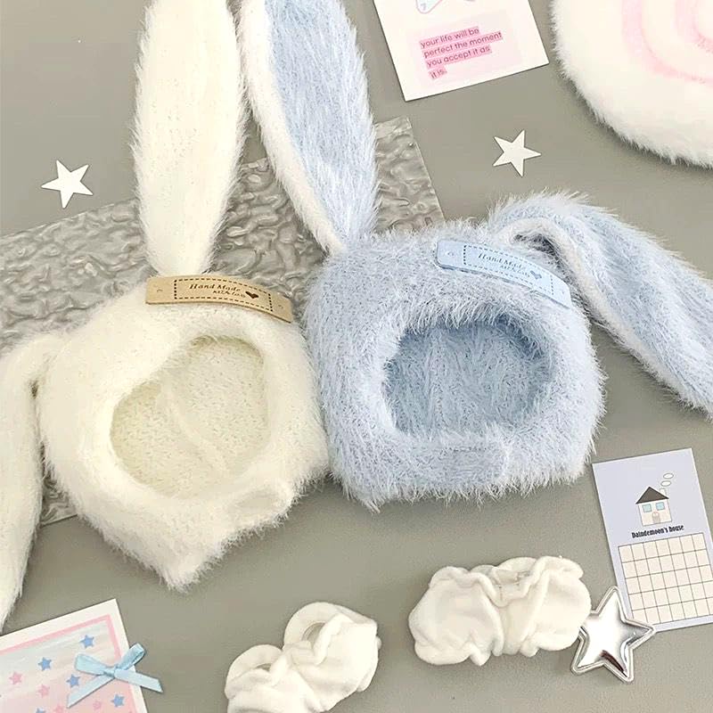 Set kigurumi čepice a kalhot s králičími uši pro plyšové hračky (10 cm) Modrá [Použitá]