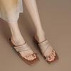 Summer Weave Clip Toe High Heeled Sandals Women Square Toe Slippers Shoes 2026 Trend Slingback Chunky Dress Bohemian Beach Pumps