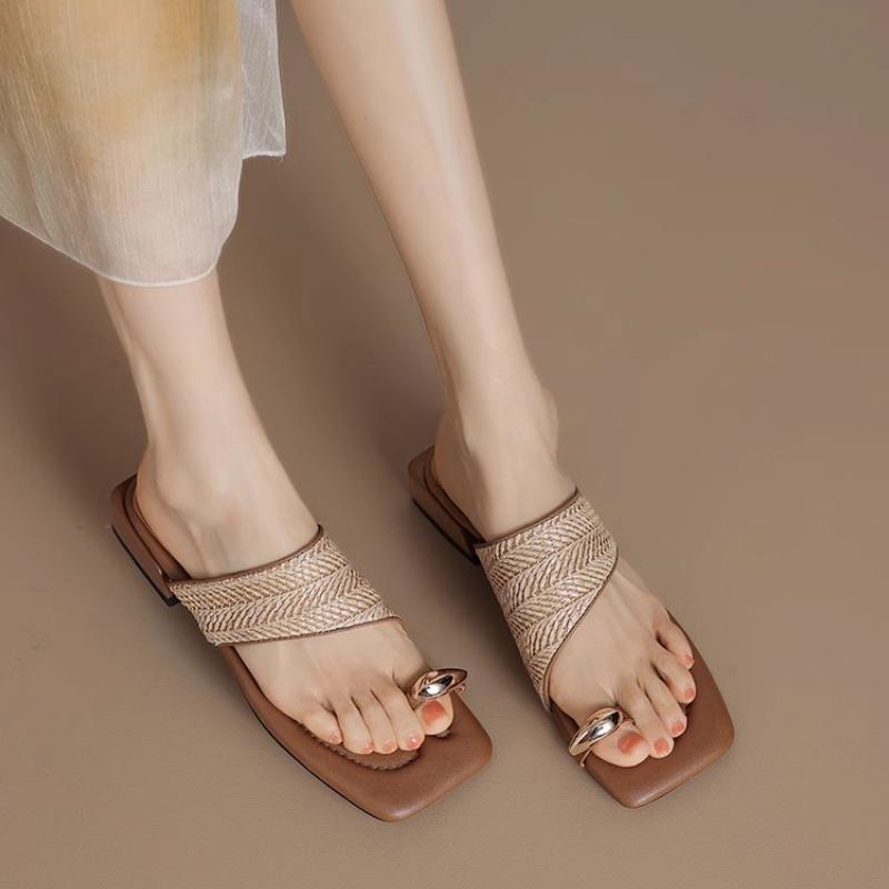 

Модные летние плетеные сандалии на высоком каблуке с перемычкой для пальца, женские туфли-шлепанцы с квадратным носком, тренд 2025, с ремешком на пятке, на массивном каблуке, нарядные, в богемном стиле, пляжные туфли-лодочки 39 абрикосовый