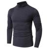 Europäischer und Amerikanischer Stil Herren Herbst- und Winter-Basisshirt Langarm Sport-Fitness-T-Shirt Einfarbiges Oberteil mit hohem Kragen