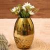 Gold Iron Vase – 11 Inches, Handcrafted Decorative Vase with Hammered Honeycomb Texture, Modern Flower Vase