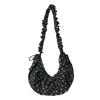 Korean Style Drawstring Shoulder Bag Lightweight Ballet Style Polka Dot Pleated Bag Dumpling Bag Large Capacity
