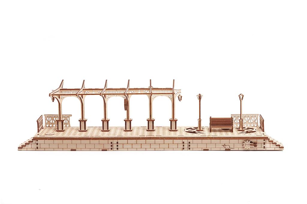 Ugears Railway Platform 70013 Wooden Toy 3D Solid Puzzle Platform;