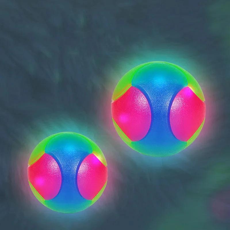 Bouncy Glowing Ball Pet Bite-resistant Toy Ball LED Three-color Flash Ball For Cats and Dogs Pet TPR Bouncing Interactive Toys