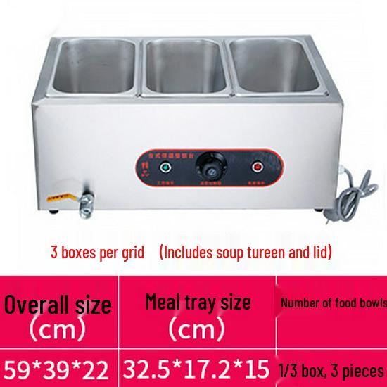 Stainless Steel Electric Food Warming Table - Multi-Functional Countertop Heater for Soups & Dishes.