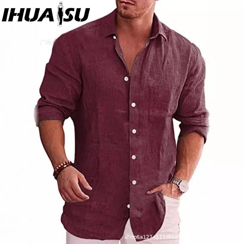 

IHUASU Футболка из хлопка с длинным рукавом, мужская модная свободная рубашка с принтом, сострадательная рубашка XXXXXL бордовый