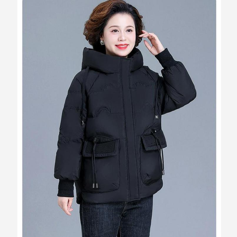 Jachetă scurtă de puf Haine de iarnă pentru vârsta mijlocie și vârstnici Jachetă de iarnă pentru femei Mărimi mari Jachetă subțire căptușită