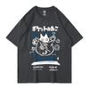 Unisex Women Cotton T-Shirt Japanese Kanji Funny Cat Printed T Shirt Harajuku Casual Short Sleeve Tshirt Streetwear Trend Tee Tops