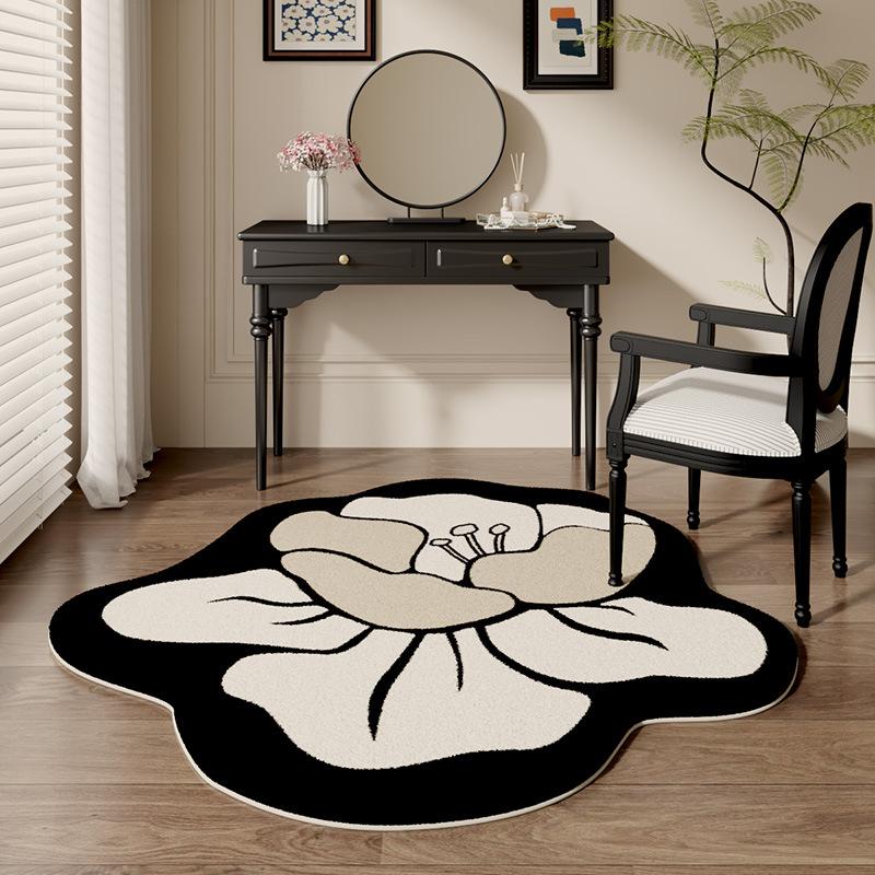 Französischer Blumenförmiger Weicher Teppich Wohnzimmer Fleckenabweisender Faux-Kaschmir-Teppich Innen Make-up Ankleidezimmer Schlafzimmer Fußteppich