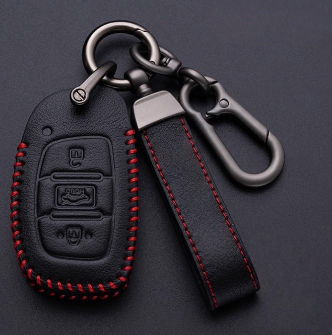 Leather Car Key Case Cover Holder For Tucson Sonata Santa Fe Creta ix25 ix35 i10 i20 Verna Solaris Mistra Elantra Accent
