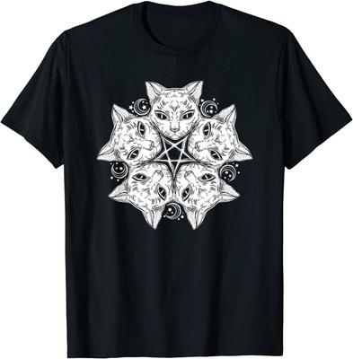 Pentagram Cat Satanic Kitten Withcraft Goth Unisex T-Shirt