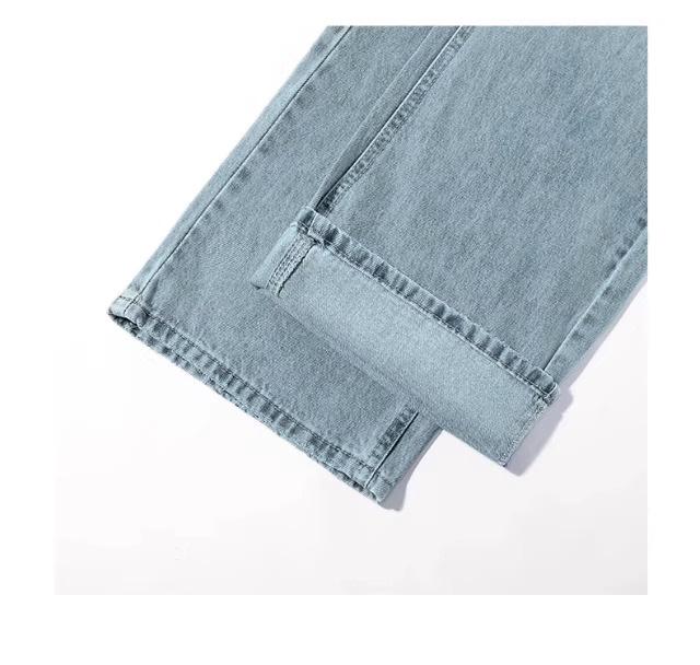 2025 Women's Light Wash Ripped Jeans: High Waist, Loose, Straight Leg, Floor-Length, Thin Summer Casual Pants