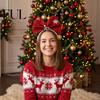 Decorative Snowflakes Headwear Sparkling Glitter Christmas Bow Headband for Women Girls, Giant Bowknot Hair Outfit Accessories with Snowflake Gift Box
