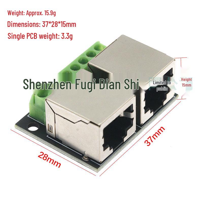 RJ45 Dual Female Socket to 8P Terminal Block Adapter Board