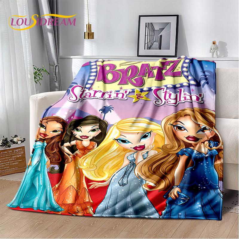 Cartoon Bratz Doll Girls 3D Printed Soft Blankets,Keep Warm Throw Blanket Comfortable Blanket for Picnic Beds Sofa Home Bedroom