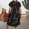 European and American new summer round neck loose fashion casual large size printed short sleeve dress women's clothing