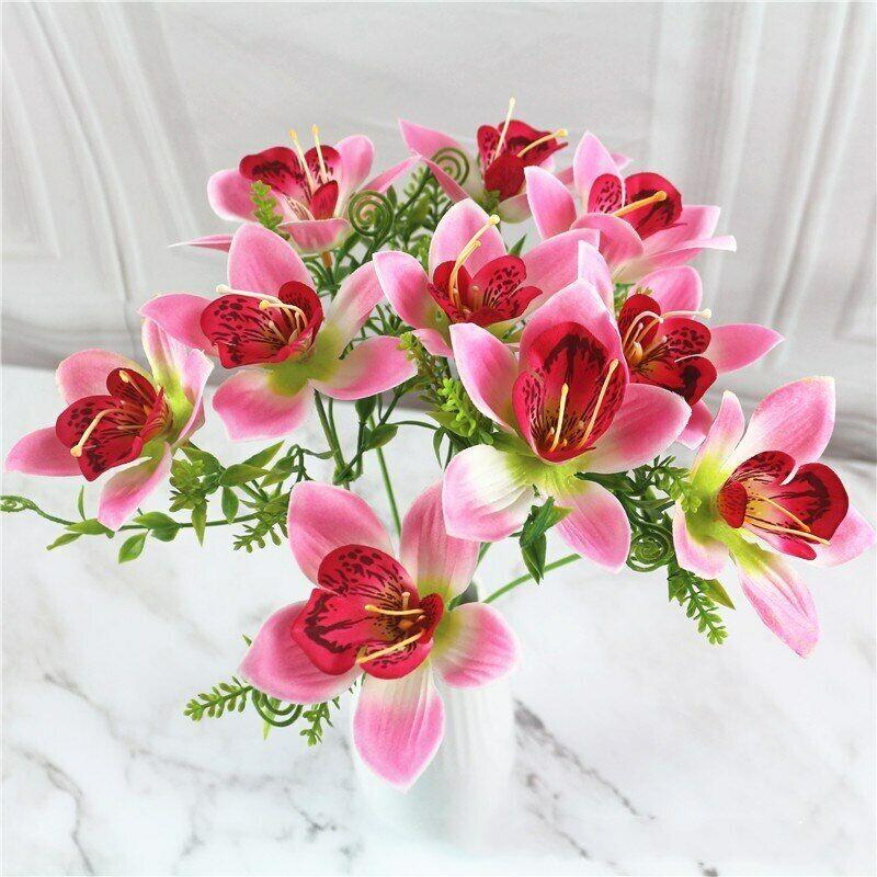 Fake Floral Plants Wedding Artificial Silk Orchid Flowers Party Home Decor 10pcs