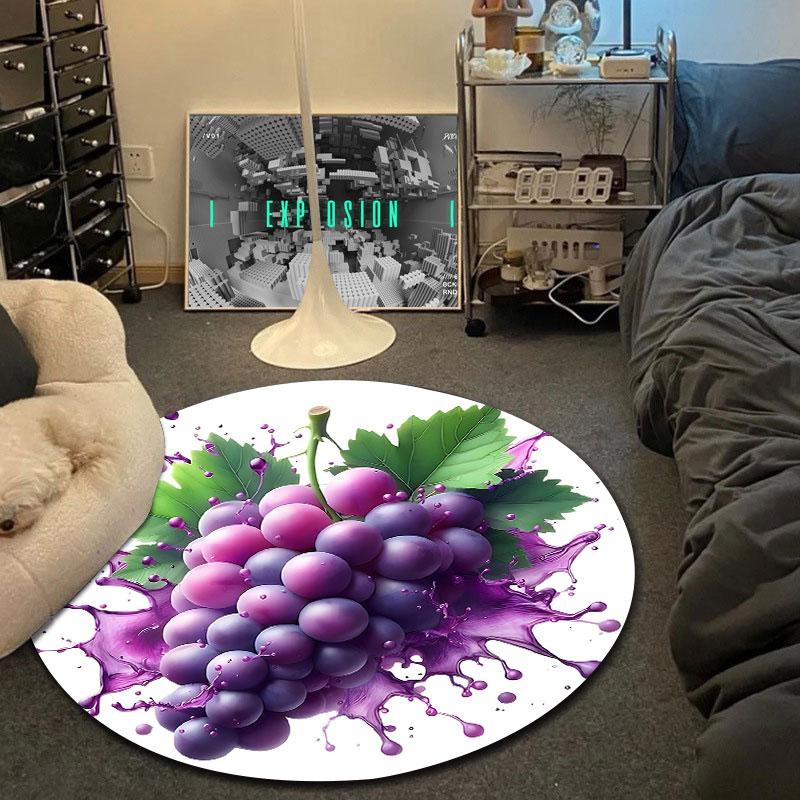 Handmade Style Round Minimal Multicolor Carpet, Non-Slip Floor Mat for Living Room